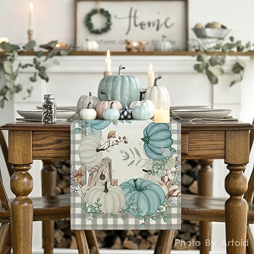 Artoid Mode 13x72 Inch Blue Fall Polyester Table Runner for Home & Party Decor