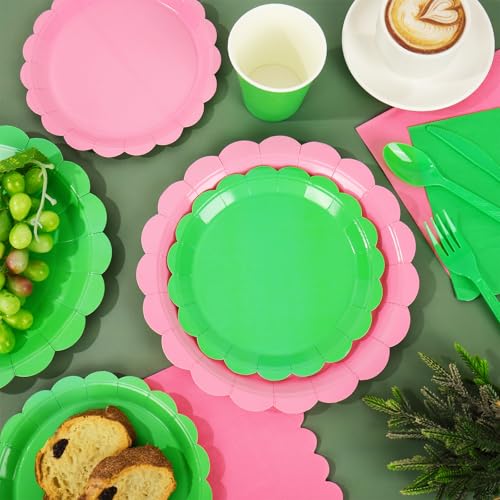 Halloween Witch Party Tableware Set for 50 Guests - Green & Pink Disposable Plates Cups Napkins Utensils
