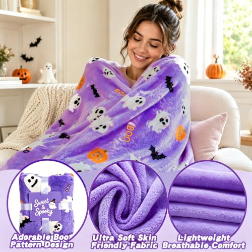 Purple Halloween Gift Basket for Women - Boo Themed Cozy Set