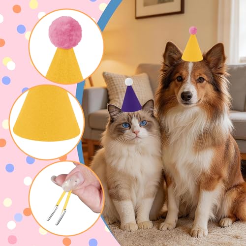 Colorful Mini Party Hats for Dolls, Pets, & Stuffed Animals - 6 Pack