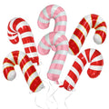 Mixed Candy Cane Balloons Christmas Party Decorations - Red Pink White, 7 pcs