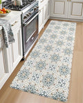 Anti-Fatigue Kitchen Floor Mat 24x59 Inches - Beige & Blue, Cushioned Comfort
