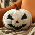 Halloween Pumpkin Shaped Throw Pillow - Off White Large 6x12 Inches Faux Fur Accent