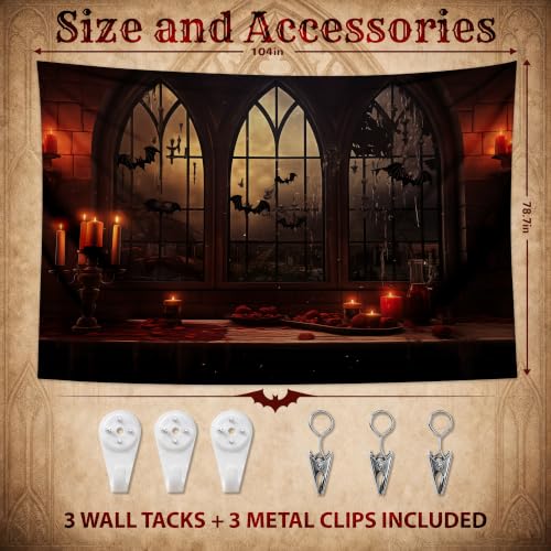 Halloween Gothic Tapestry Wall Hanging - Vampire Castle Backdrop - 78.7" L x 104" W - Spooky Gothic Decor