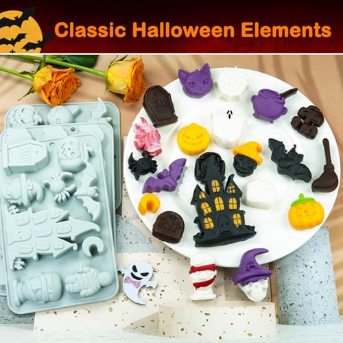 Halloween Silicone Mold Set 3-Piece Haunted Castle Tombstone & Creepy Designs