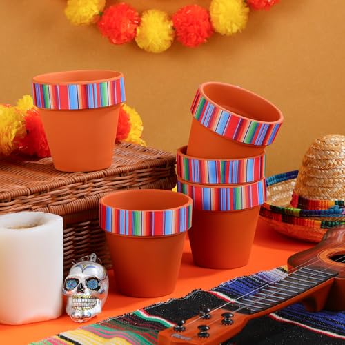 Mexican Vase Set - 9 Fiesta Centerpieces with Stripes - Table Decorations