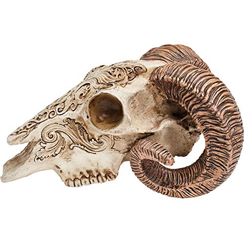 Ram Skull Decor Figurine - Gothic Scrimshaw Animal Skull Statue