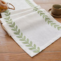 Embroidered Light Green Table Runner 13x90 Inches - Elegant Linen & Polyester