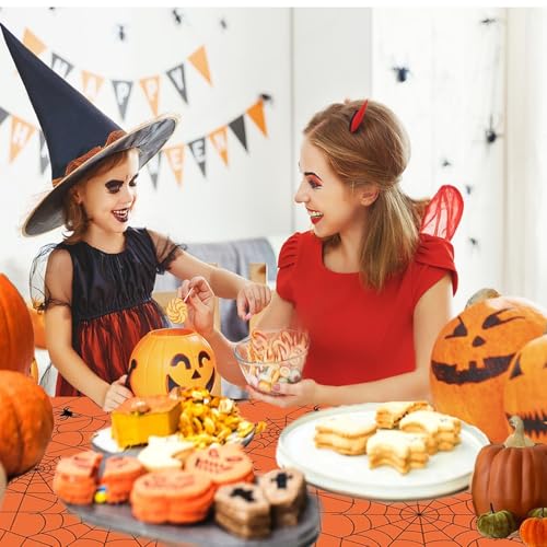 Halloween Spiderweb Tablecloth - Large Plastic Cover for Indoor & Outdoor Party Decor