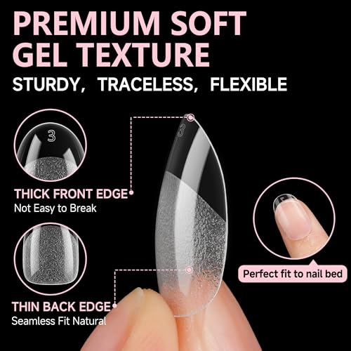 Short Oval Gel Nail Tips Half Matte 504pcs - Clear, Flexible, Easy Apply