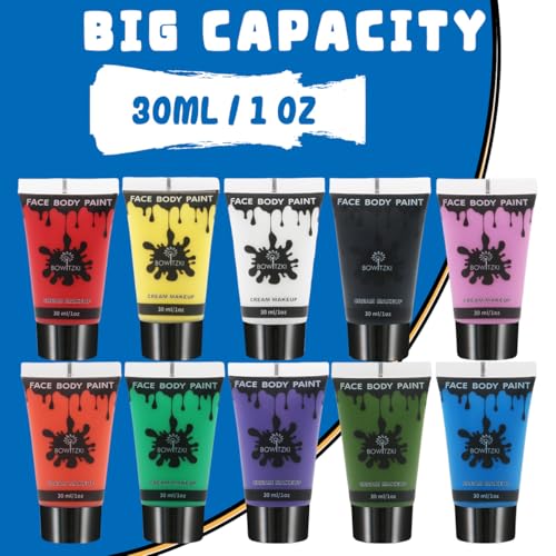 Water-Based Face & Body Paint Set - 10 Colors, 30ml Each, Safe Hypoallergenic
