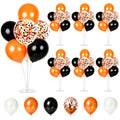 Halloween Orange Black Balloon Stand Kit for Table Centerpieces - 6 Sets with Confetti Balloons - Variation: Grad Orange