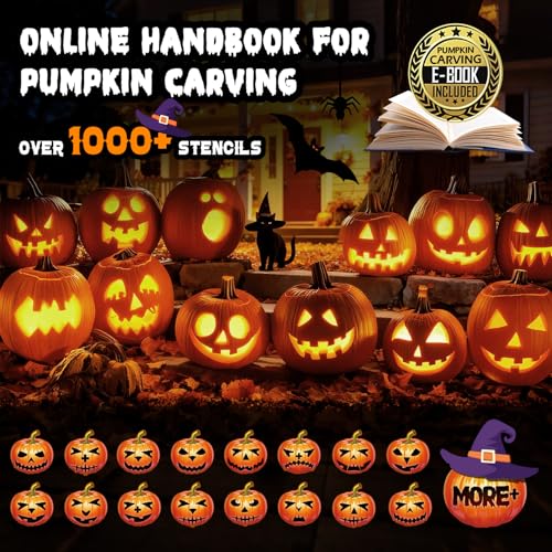 Pumpkin Carving Kit for Adults & Kids with Stainless Steel Tools & Carrying Case