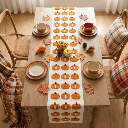 3D Chain Embroidery Table Runner 13x72 Inch - Durable Polyester Home Decor