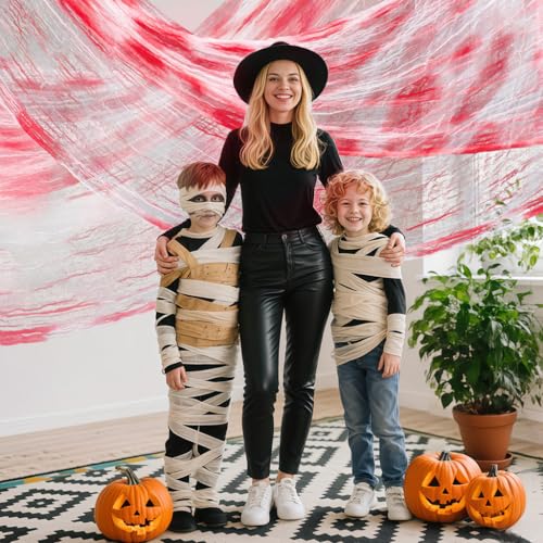 Halloween Red Creepy Cloth 200x80 Inches Spooky Fabric for Indoor Outdoor Decorations