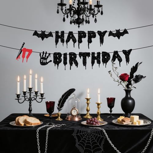 Halloween Killer 17th Birthday Banner - Bloody Zombie Horror Decor