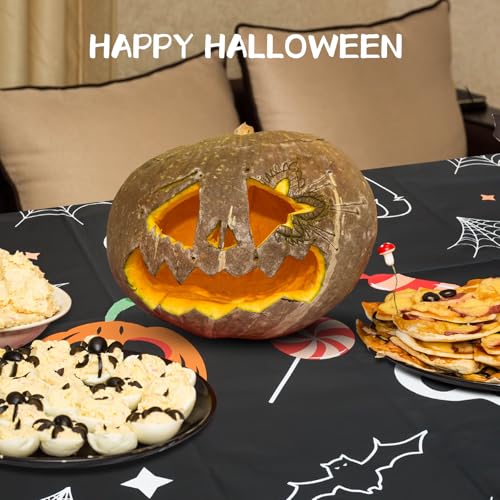 Disposable Halloween Tablecloth 2 Pack - Creepy Pumpkin Ghost & Web Designs