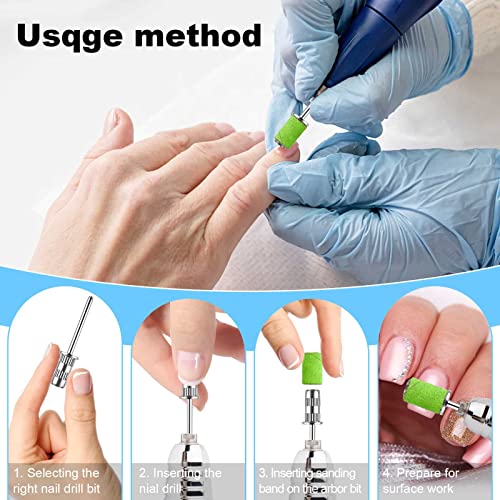 Silver Nail Drill Bits Set - 6 Pcs Sanding Bands for Nail Art & Manicure