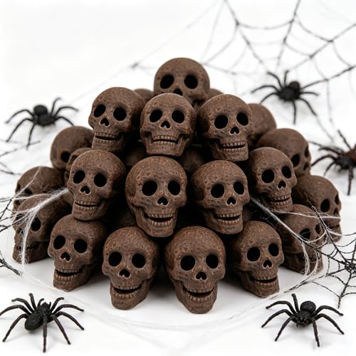 Light Brown Ceramic Skull Fire Pit Decor Set - Reusable Halloween Skeleton Props