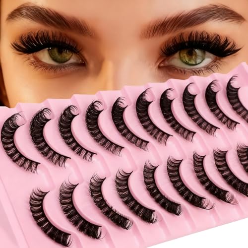 False Eyelashes 10 Pairs Pack - 3D Fluffy Russian D Curl Natural Look Black3