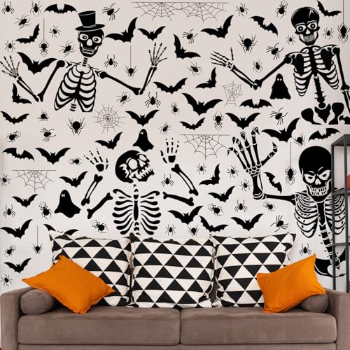ReliThick Halloween Skeleton Wall Decals with Bat and Spider Variation