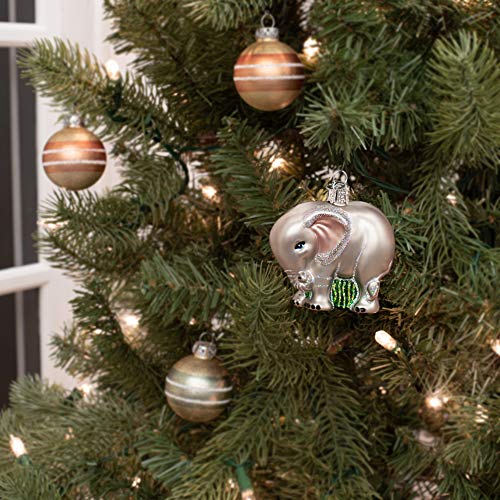 Baby Elephant Glass Blown Christmas Ornament - Handcrafted Holiday Decor