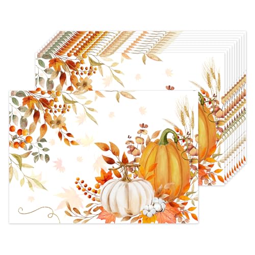 Disposable Paper Placemats Set - Thanksgiving Fall Pumpkin Style 1 - 50 Pack