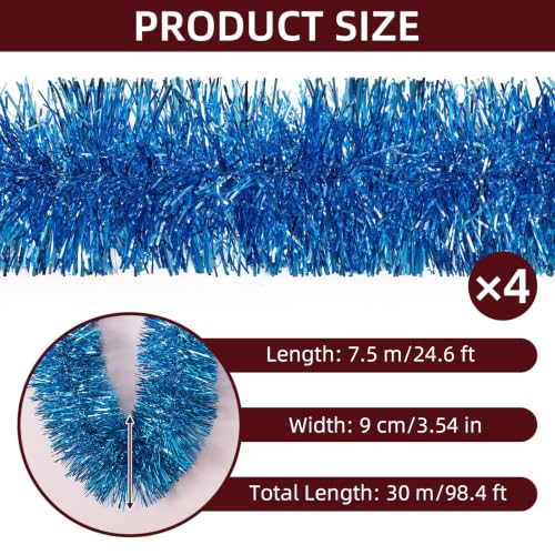 Teal Blue Foil Tinsel Garland - Christmas & Party Decoration 100 Feet