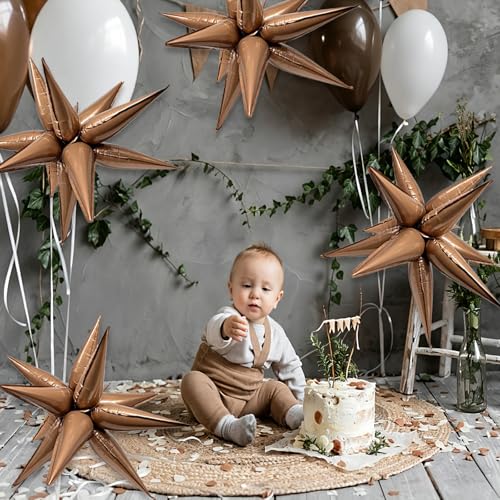 Brown Star Balloons - Boho Birthday Decorations for Balloon Arch & Party Supplies