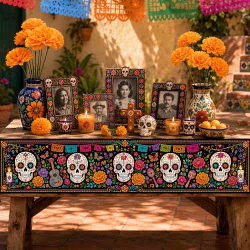 Day of the Dead Decorations Set with Marigolds Banner & Table Runner