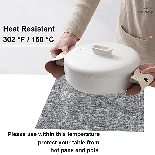 Heat Resistant Cloth Placemats Set of 6 - Mottled Grey & Brown, Rustic Table Decor