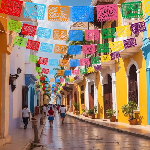 Blue Dia De Los Muertos Papel Picado Banner Set - 12 Pack, 216FT