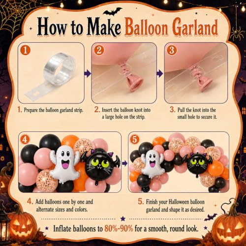 Halloween Balloon Arch Kit Dusty Pink Orange Black BOO Balloons - Variation of Dustypink-Orange-Black