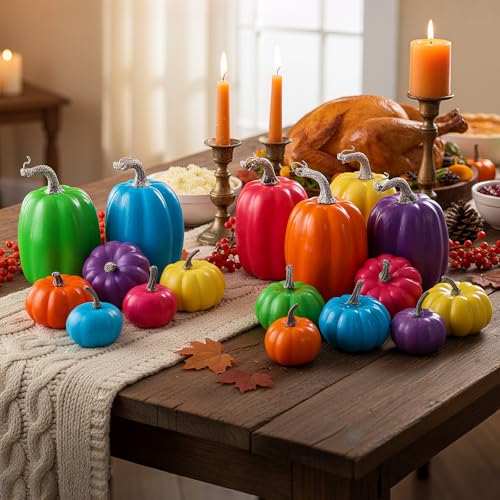 Colorful Fake Pumpkins Set of 30 - Fall Thanksgiving Halloween Decor