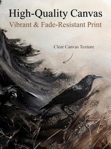 Dark Gothic Woman Canvas Wall Art with Crow Birds - Vintage Moody Poster for Living Room Bedroom Bar 16x24 Style-A