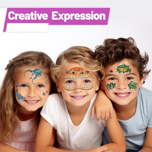 Partywind Glitter Temporary Face Tattoos for Kids - Face Painting & Party Fun