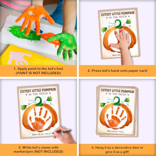 Kids First Halloween Pumpkin Handprint Craft Sign - Set of 8 - Fall Kids Art Keepsakes with Variation: Cutest Pumpkin Card