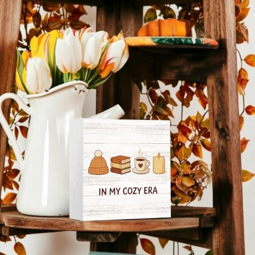 Fall Halloween Wooden Sign - Rustic Home Office Desk Decor - Era