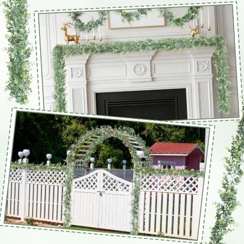 2-Pack Faux Eucalyptus Garland - 11.8FT Artificial Vines for Home & Wedding Decor (Green, 2 Pcs)