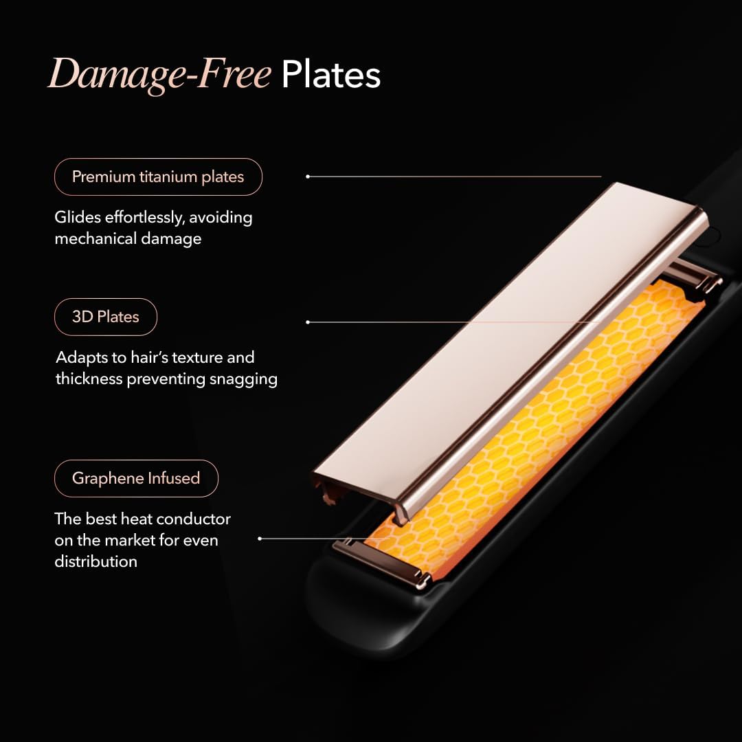 SRILabs Flat Iron Hair Straightener - GraphFlow Technology, Infrared Light Therapy, 12 Heat Settings | All Hair Types