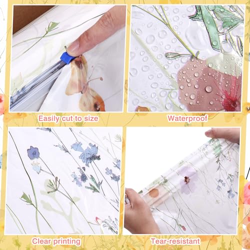 Tudomro Floral 54 Inch x 100 ft Waterproof Disposable Tablecloth Roll for Parties