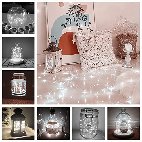 White LED Fairy String Lights 7Ft Battery Operated for DIY Decor - Cool White