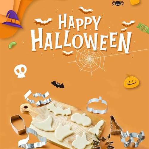 Halloween Cookie Cutter Set 12 Pcs - Cat Bat Owl Ghost Pumpkin Witch Hat
