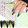 Halloween Nail Art Stickers - Bloody Decals, Fluorescent Water Drop Designs, 12 Sheets