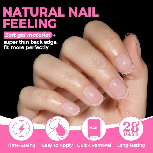 Extra Short Squoval Gel Nail Tips - 216pcs Pre-Shaped Half Matte, DIY Nails