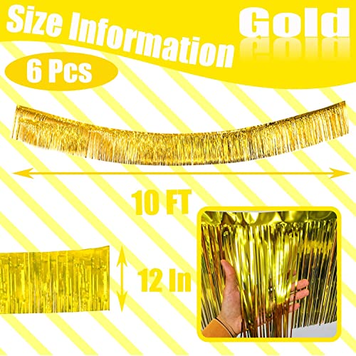 Gold Foil Fringe Garland Streamers - 10ft Party Wall Decoration Set for Holiday & Celebration