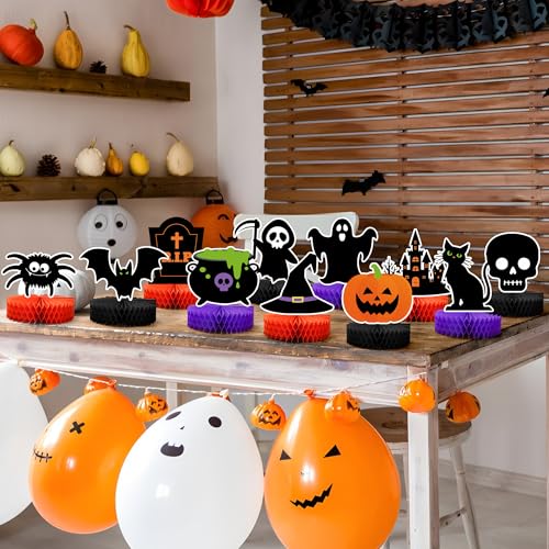 Halloween Honeycomb Centerpieces 12 Pcs Spooky Party Table Decor Set