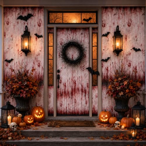 Halloween Bloody Print Plastic Tablecloth Roll 54x100 ft Spooky Party Decor