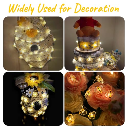 USB Bee String Lights 10Ft 30 LEDs Whimsical Honey Bee Decor - Variation of USB Bee