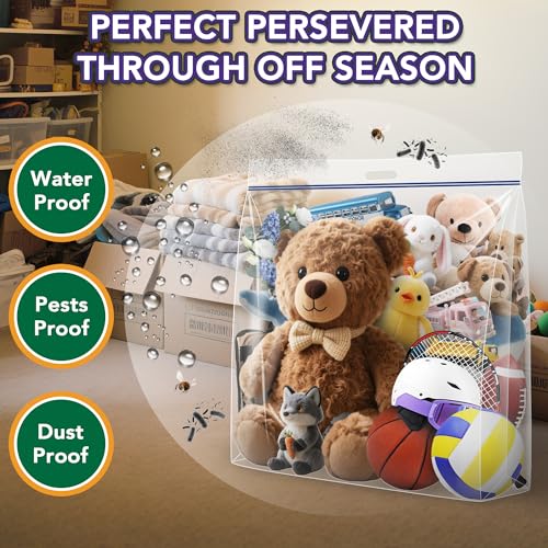 Extra Large Clear Wreath Storage Bag 34x34x8.5 Inches with Handle - Dustproof & Foldable